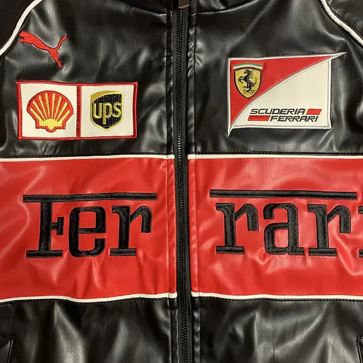 Giacca in Pelle Racing Rossa – Stile F1